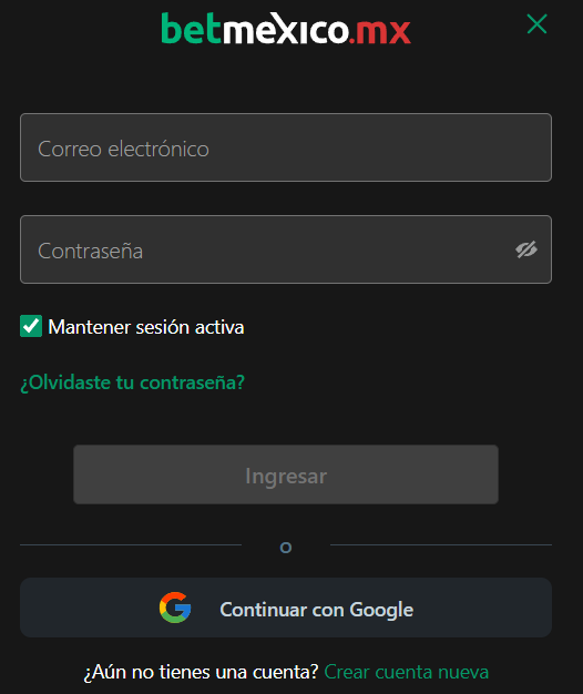 Ventana de acceso: correo, contrasena, mantener sesion, ingresar y continuar con Google